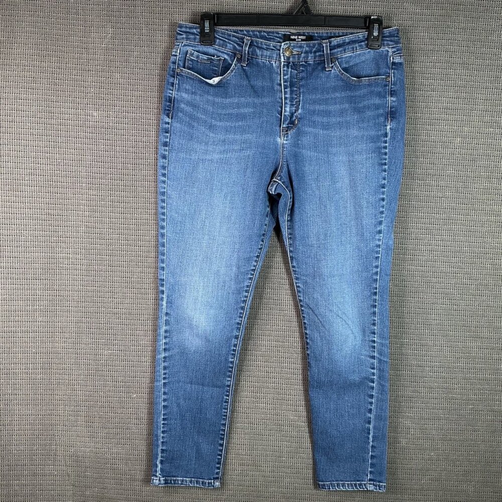 Nine West Womens Size 14P Blue Cigarette High Rise Skinny Fit Denim Jeans